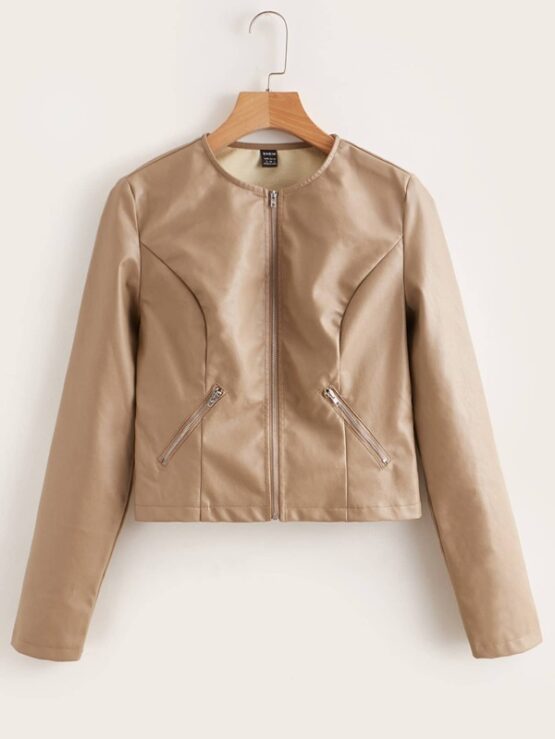 Fantastic Zip Detail PU Leather Jacket - Image 7