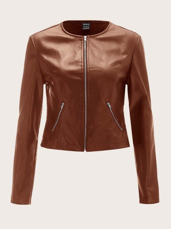 Fantastic Zip Detail PU Leather Jacket - Image 10