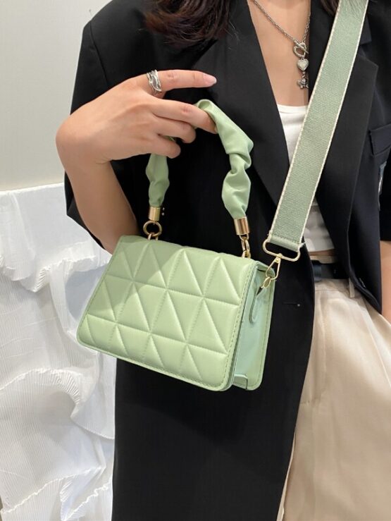 Minimalist Metal Detail Quilted Flap Bag - Image 7