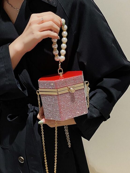 Faux Pearl Decor Chain Satchel Bag - Image 7