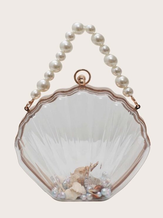 Clear Faux Pearl Decor Dome Bag - Image 4