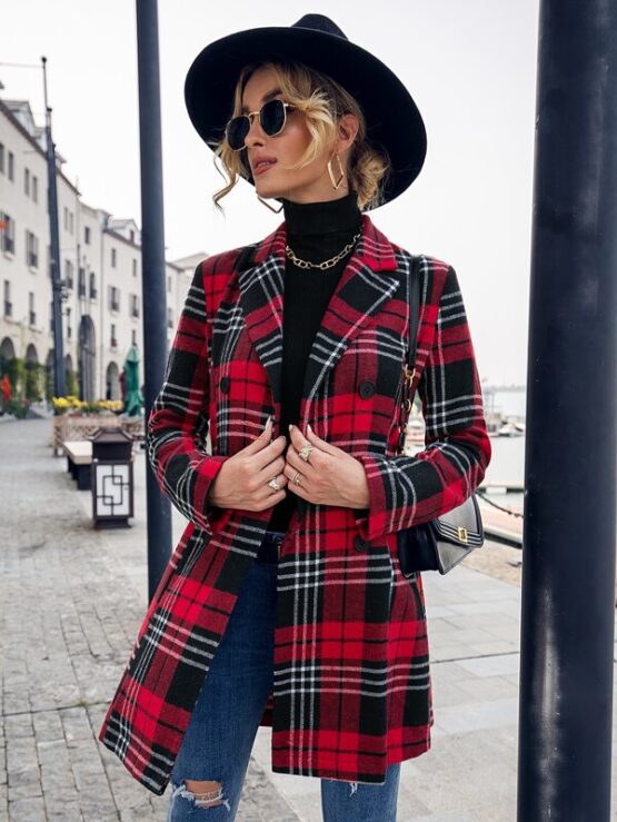 Plaid Double Breasted Overcoat