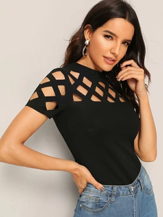 Geo Cutout Trim Fitted Hot Tee - Image 3