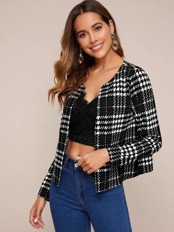 Open Front Plaid Fantastic  Jacket - Image 2