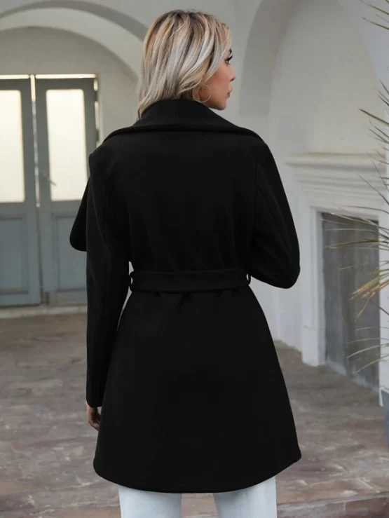 Waterfall Collar Belted Overcoat - Image 2