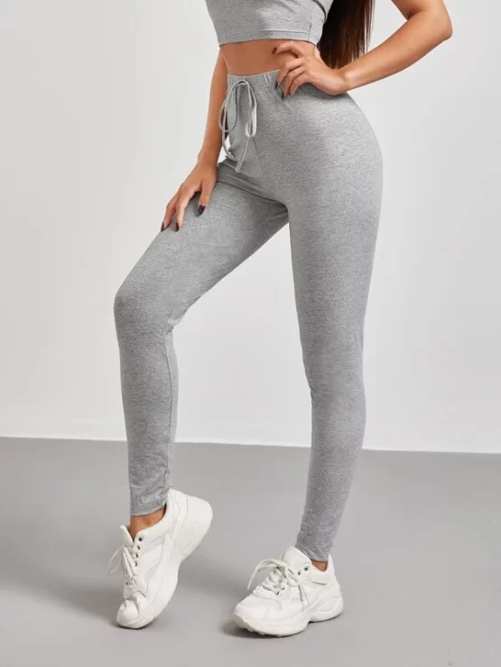 Solid Cami Top & Knot Waist Leggings Set - Image 3