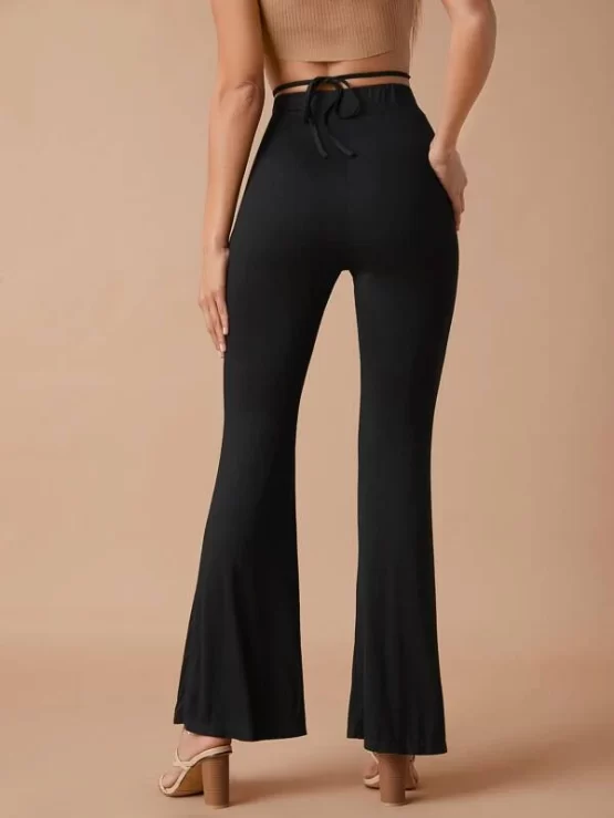 Tie Back Flare Black Leg Pants - Image 2