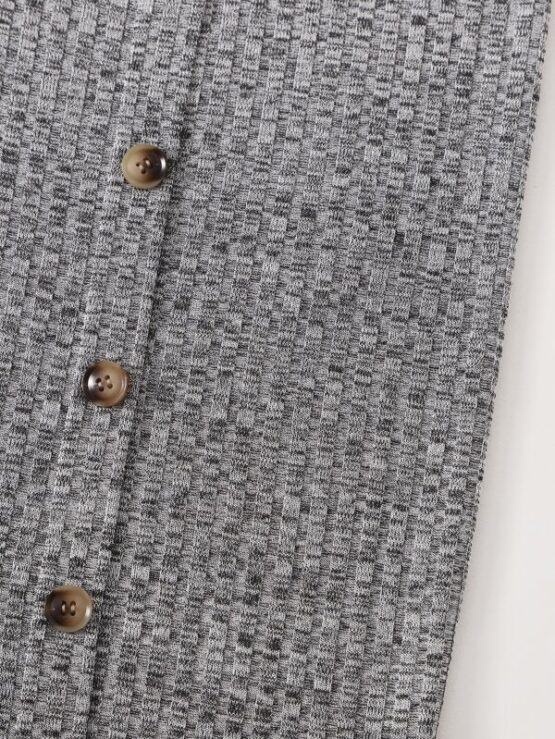 Girls V-neck Rib-knit Button Front Top & Skirt Set - Image 3