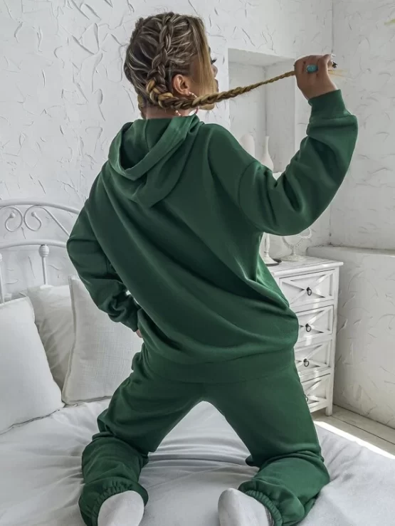 Solid Drop Shoulder Hoodie & Sweatpants - Image 2