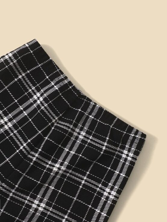 Girls Rib-knit Cami Top and Plaid Leggings Set - Image 3