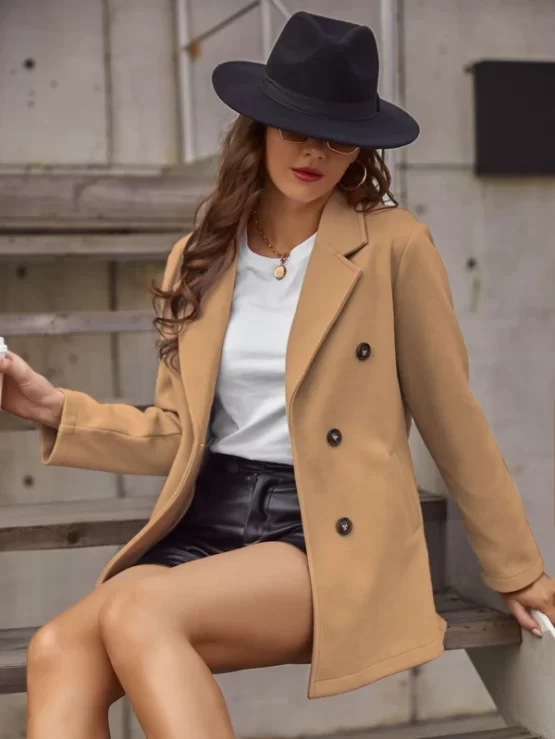 Double-breasted Lapel Neck Overcoat - Image 2