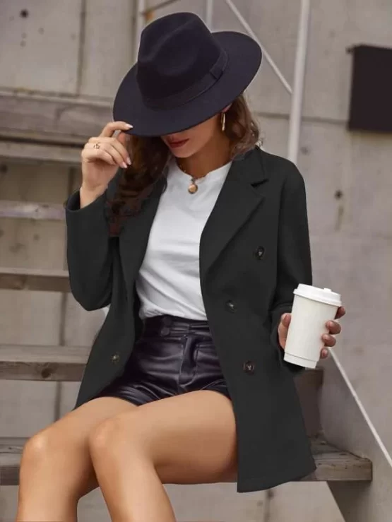 Double-breasted Lapel Neck Overcoat - Image 8