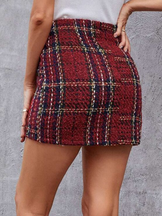 Tartan Fantastic  Print Tweed Skirt - Image 2