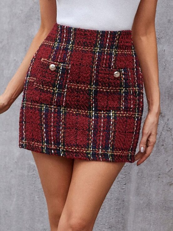 Tartan Fantastic  Print Tweed Skirt - Image 3