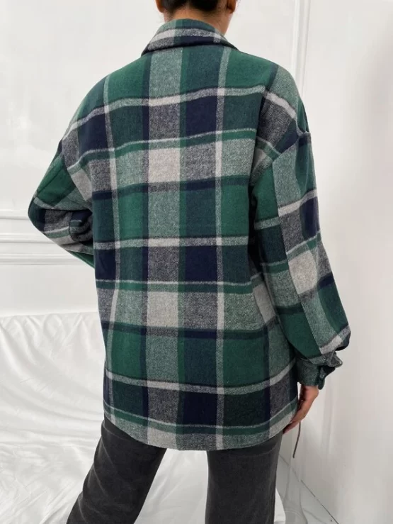 Plaid Print Drop Shoulder Blouse - Image 3