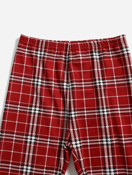 Girls Rib-knit Cami Top and Plaid Leggings Set - Image 9