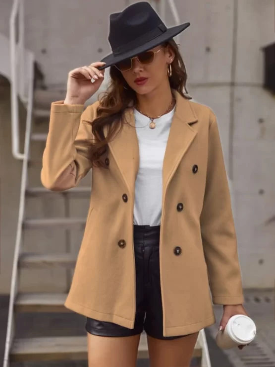 Double-breasted Lapel Neck Overcoat - Image 4