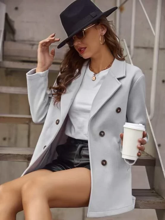 Double-breasted Lapel Neck Overcoat - Image 7