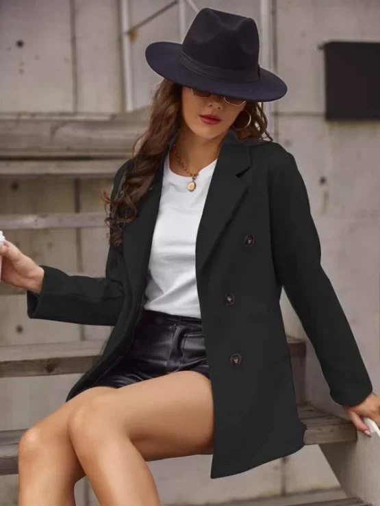Double-breasted Lapel Neck Overcoat