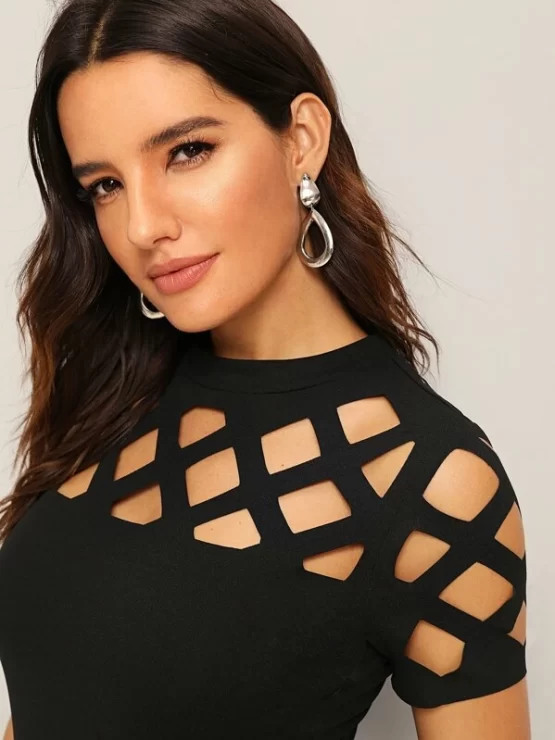 Geo Cutout Trim Fitted Hot Tee - Image 4