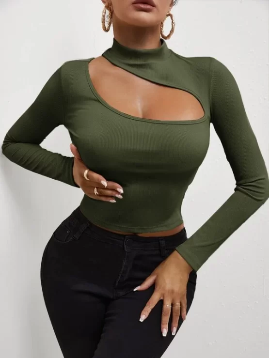 Cutout Front Rib-knit Hot Tee - Image 4