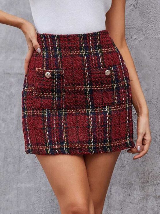 Tartan Fantastic  Print Tweed Skirt