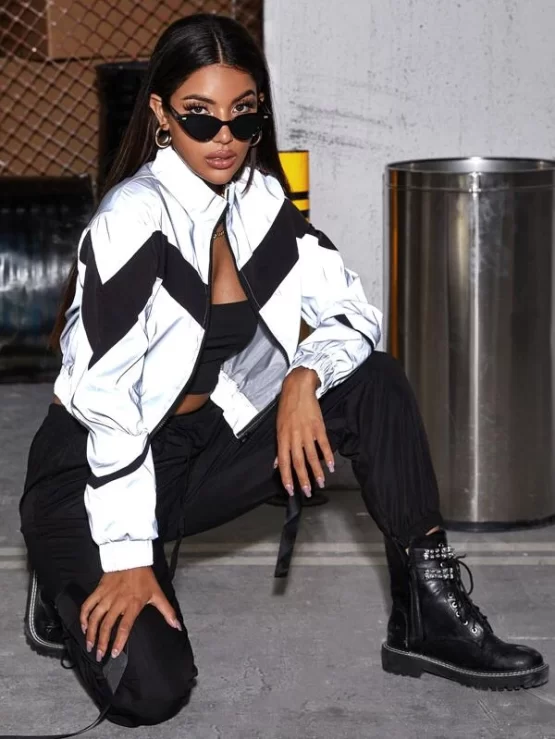 Zip Up Color Block Reflective Jacket - Image 3