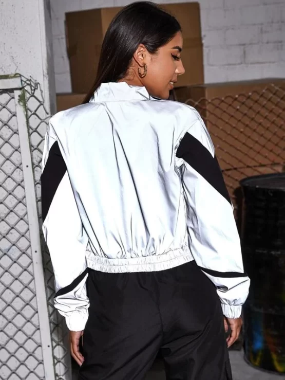Zip Up Color Block Reflective Jacket - Image 2