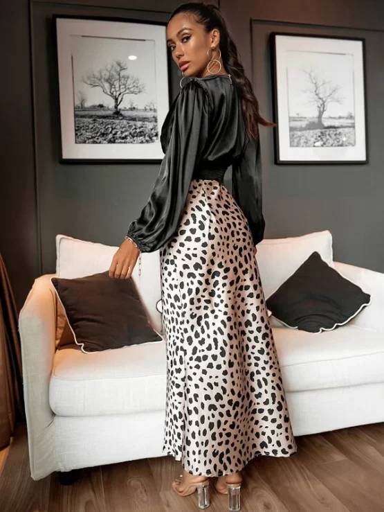Allover High Waist Maxi Print Skirt - Image 2