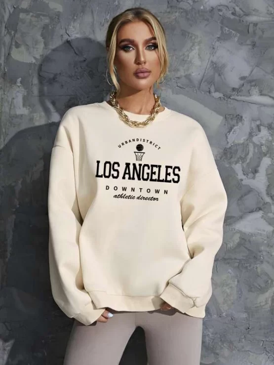 Letter & Basketball Print Drop Shoulder Sweatshirt - Image 2