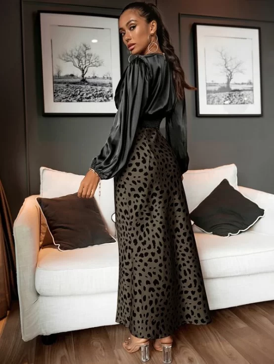 Allover High Waist Maxi Print Skirt - Image 5