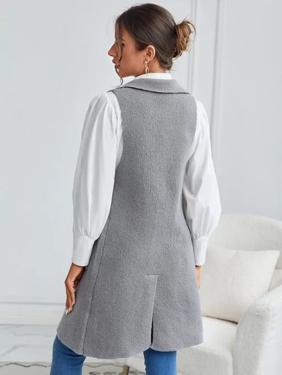 Split Hem Pocket Side Vest Cardigan - Image 2