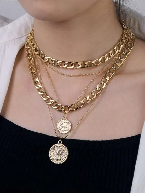 Disc Fashionable Charm Layered Necklace - Image 5