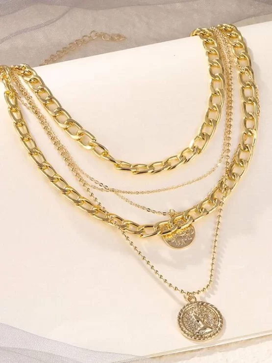 Disc Fashionable Charm Layered Necklace - Image 6