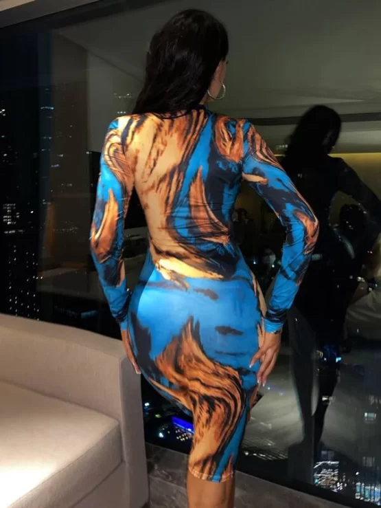 Graphic Sexy Tie Dye Bodycon Dress - Image 2