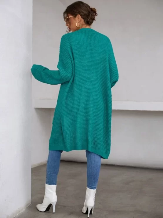 Open Front Solid Drop Shoulder Cardigan - Image 2