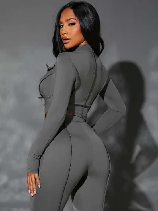 Top-stitching Crop Top & Leggings - Image 2