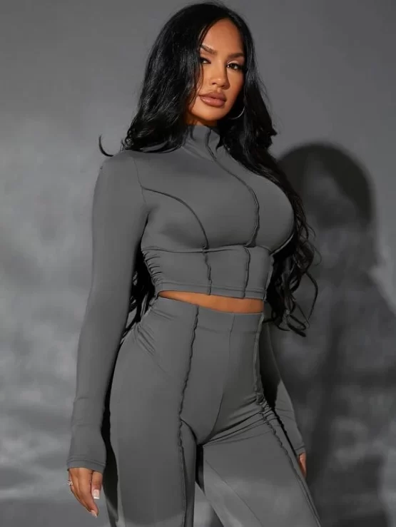 Top-stitching Crop Top & Leggings - Image 3