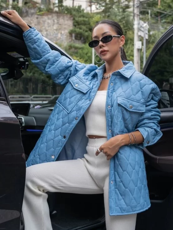 COLDBREAK Flap Pocket Drop Shoulder Quilted Coat - Image 2