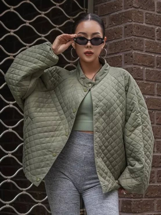 COLDBREAK Raglan Sleeve Button Front Quilted Coat - Image 5