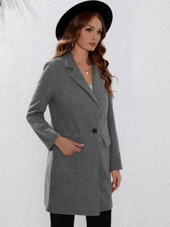 EMERY ROSE Lapel Neck Single Button Coat - Image 2