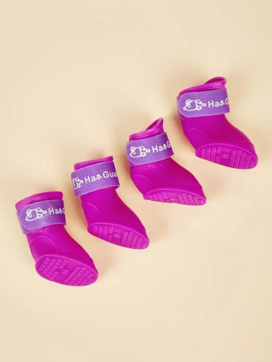 Two pairs Letter Rubber Pet Boots - Image 3