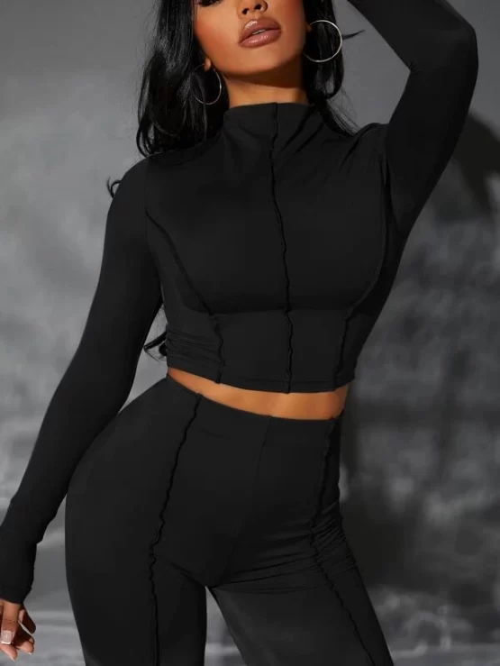 Top-stitching Crop Top & Leggings - Image 6