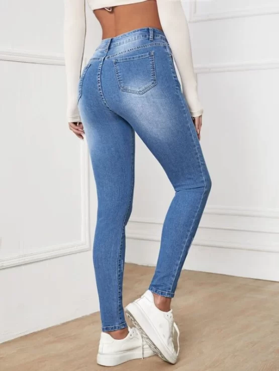 High Waisted Zip Up Skinny Jeans - Image 3