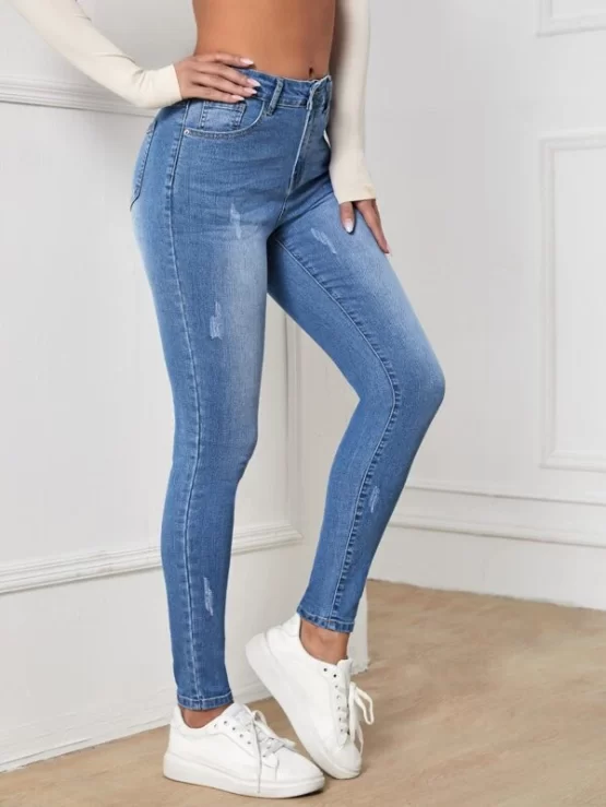 High Waisted Zip Up Skinny Jeans - Image 2