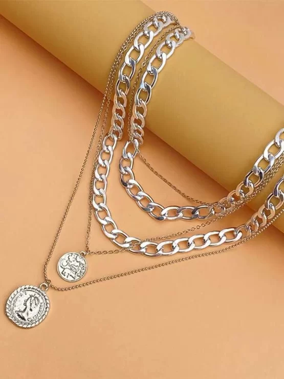 Disc Fashionable Charm Layered Necklace - Image 2