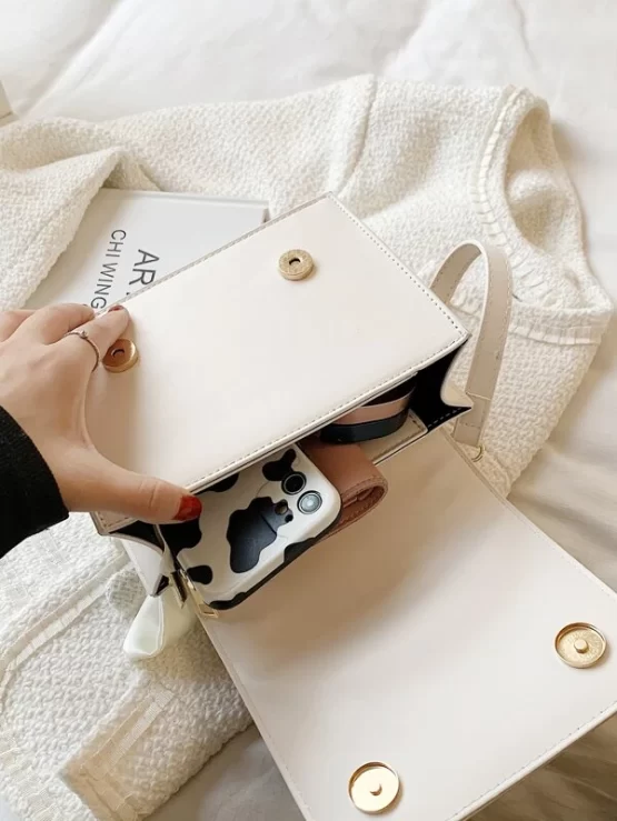 Bow Decor Ruched Design Satchel Bag - Image 3