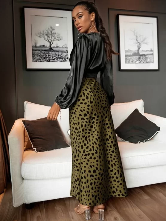 Allover High Waist Maxi Print Skirt - Image 8