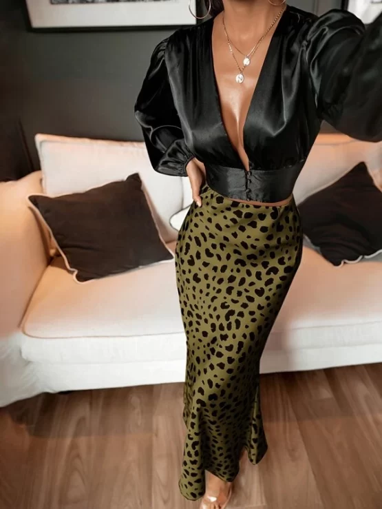 Allover High Waist Maxi Print Skirt - Image 9