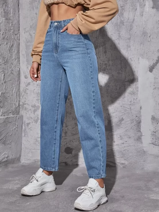 High Waist Straight Leg Jeans - Image 6